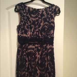 Adrianna Papell navy floral lace dress—Size 8
